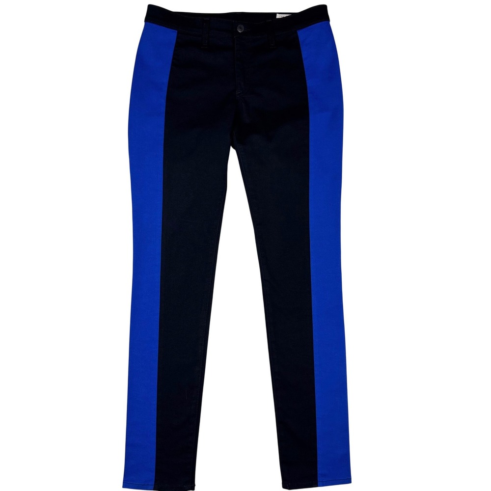 Rag & Bone Skinny Jeans Women 30 Blue Black Tuxedo Stripe Side USA Modern Edgy